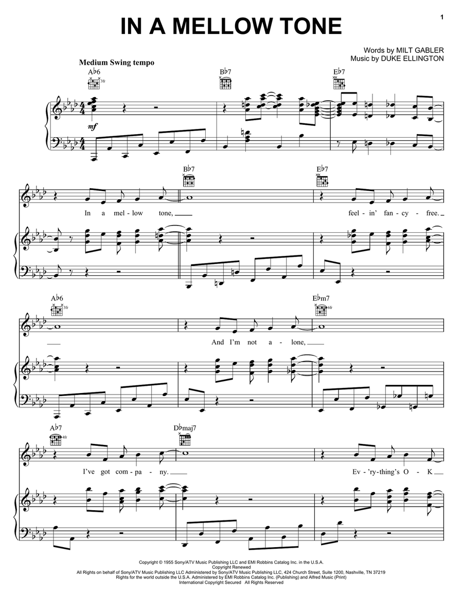 In A Mellow Tone Piano, Vocal, Guitar scores gallery preview page 1