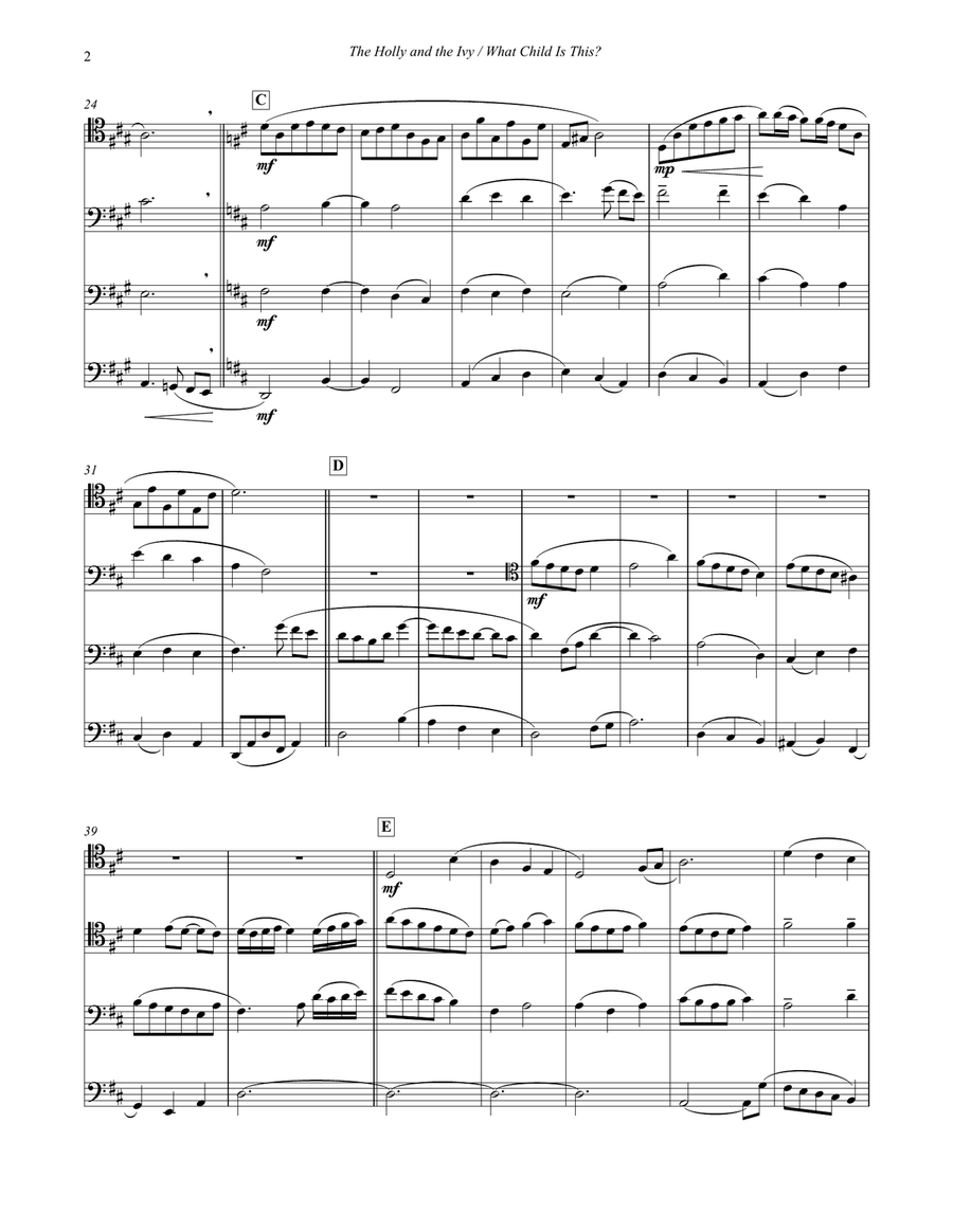 Holly and the Ivy and What Child Is This for Trombone Quartet Brass Quartet scores gallery preview page 2