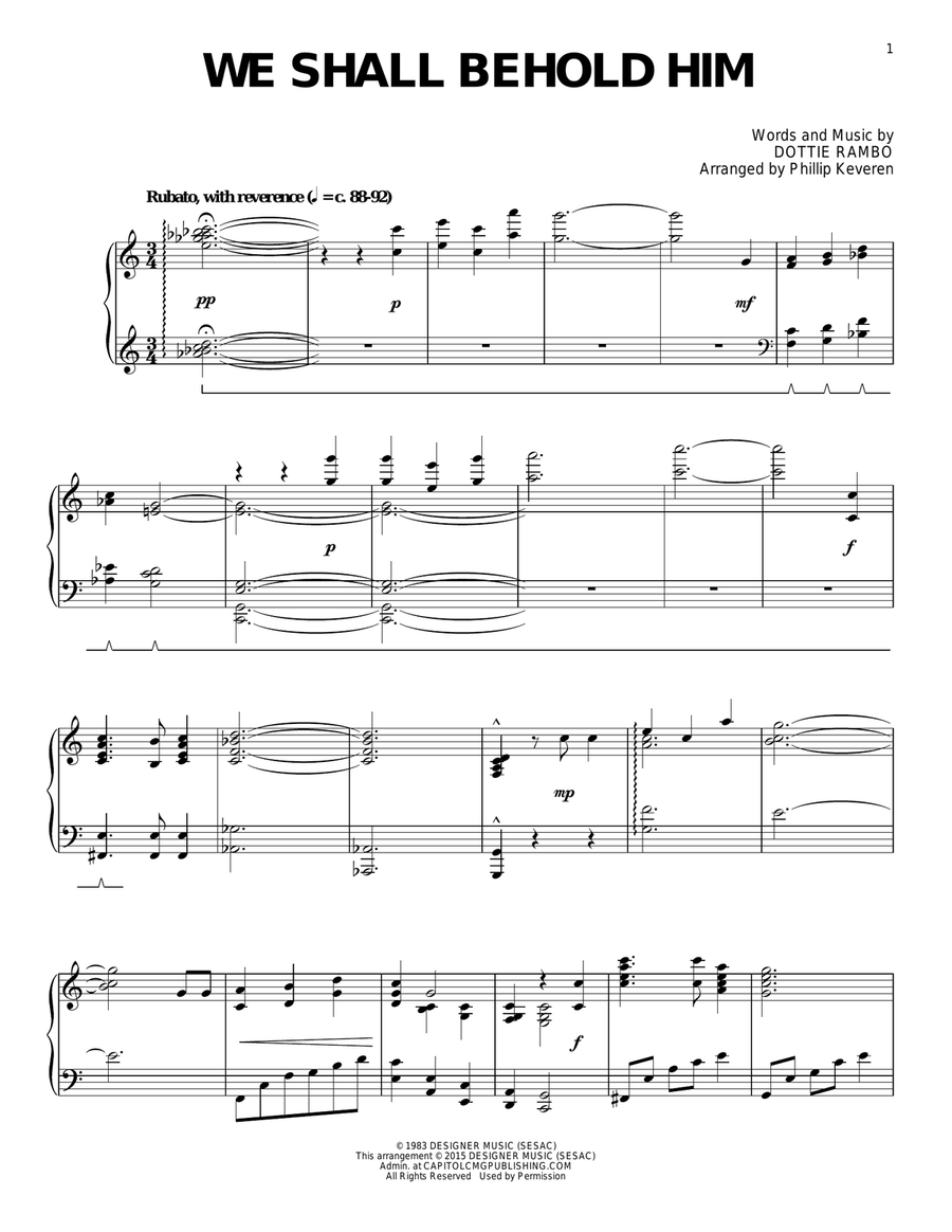 We Shall Behold Him (arr. Phillip Keveren)