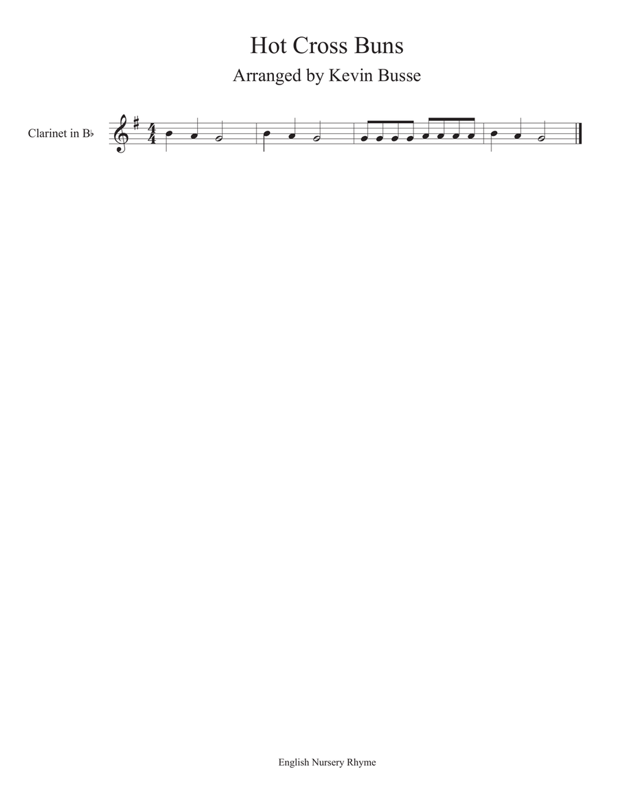 Hot Cross Buns - Clarinet Clarinet Solo scores gallery preview page 1