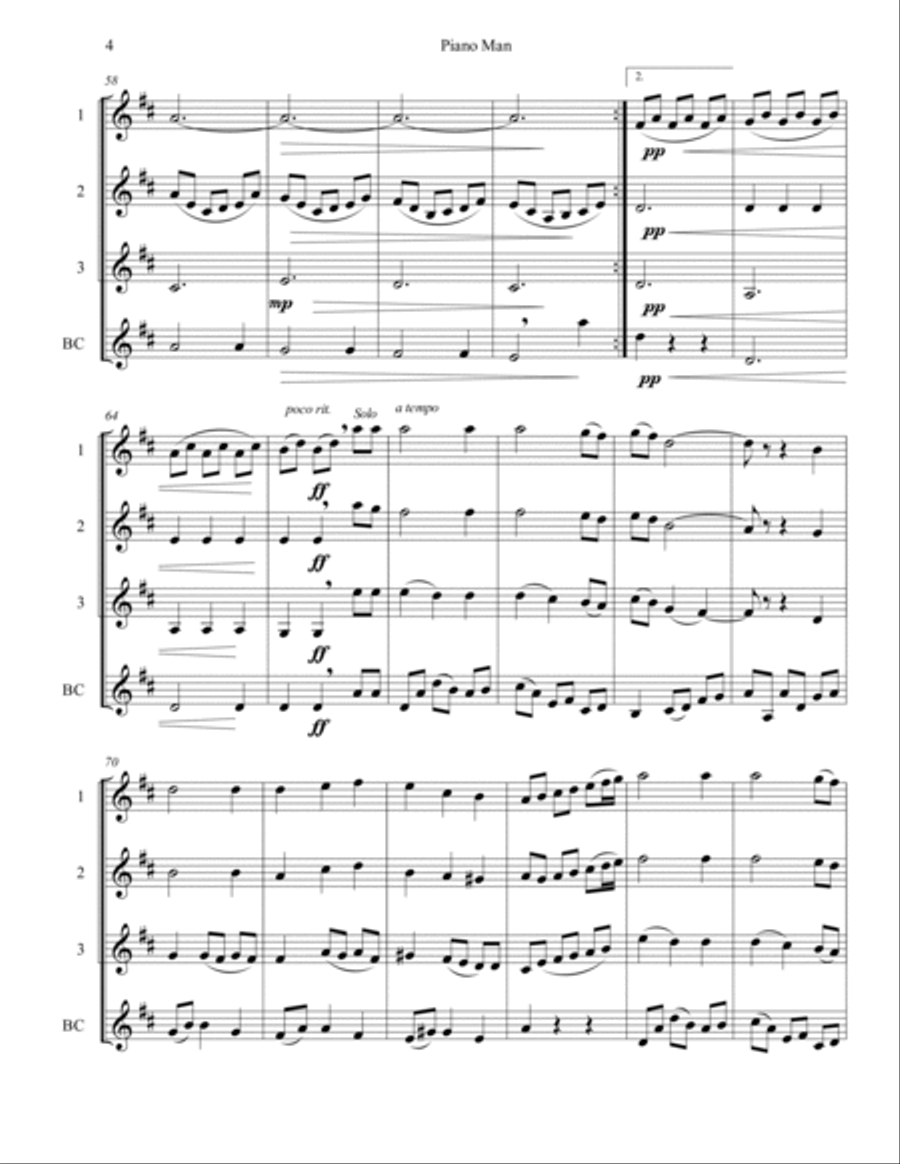 Piano Man Woodwind Ensemble scores gallery preview page 4