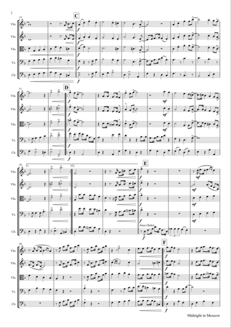 Midnight In Moscow String Quintet scores gallery preview page 2