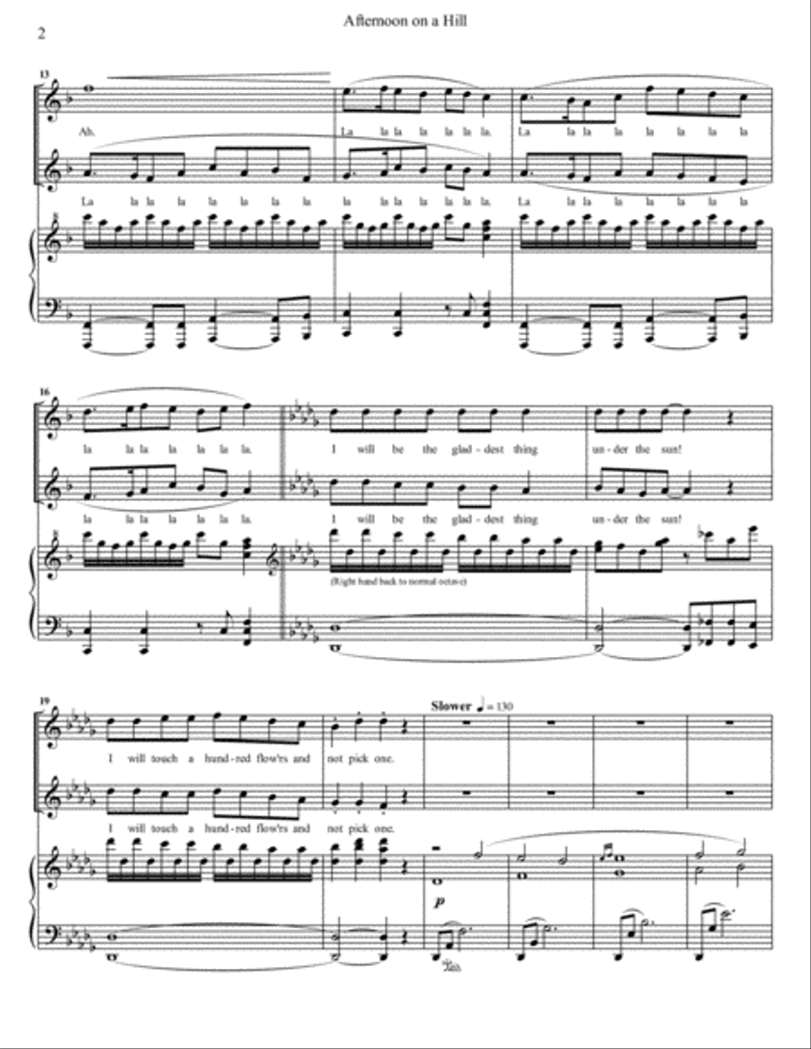 Afternoon on a Hill SSA scores gallery preview page 2