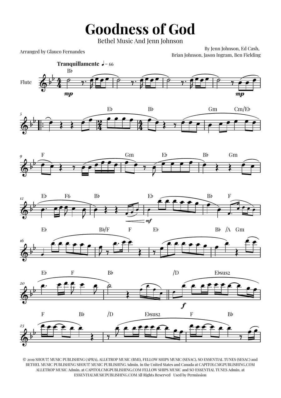 Goodness Of God Flute Solo scores gallery preview page 1