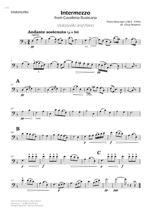 Book cover for Intermezzo from Cavalleria Rusticana - Cello and Piano (Individual Parts)