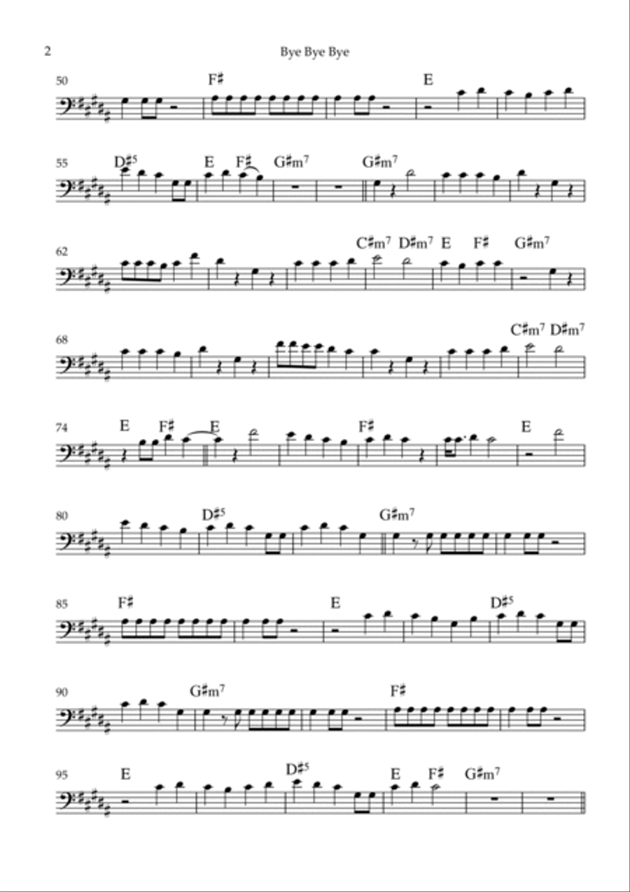 Bye Bye Bye Cello Solo scores gallery preview page 2