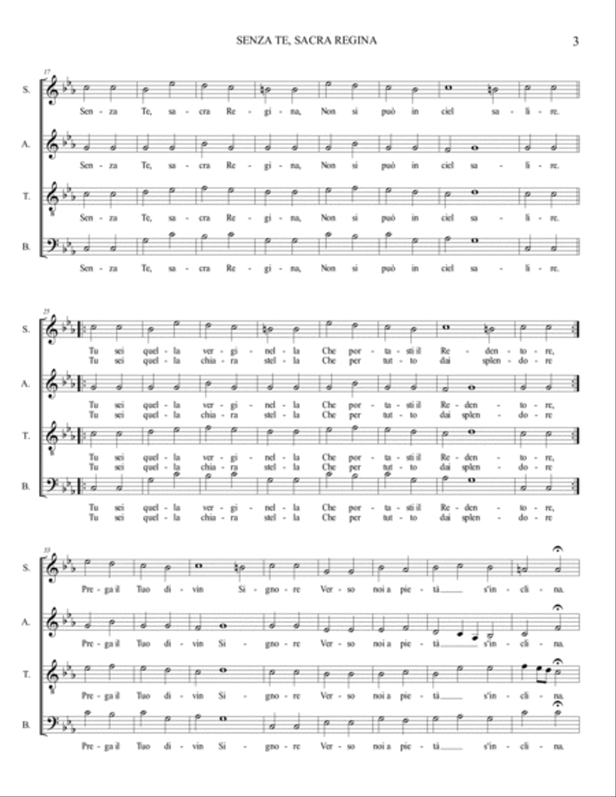 SENZA TE SACRA REGINA - A. de Antiquis - SATB image number null