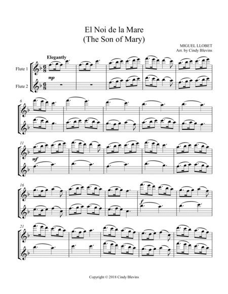 The Son of Mary, for Flute Duet image number null