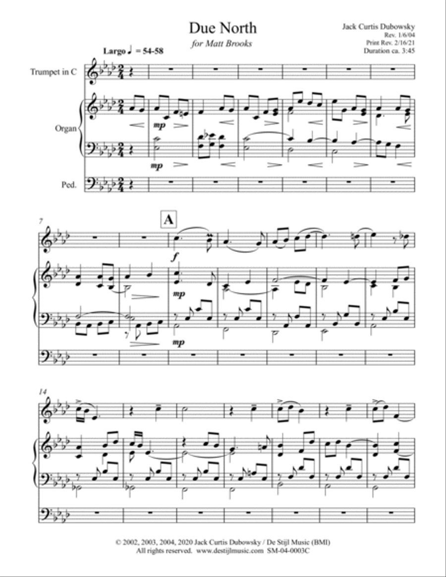 Due North for C Trumpet and Organ C Trumpet scores gallery preview page 2