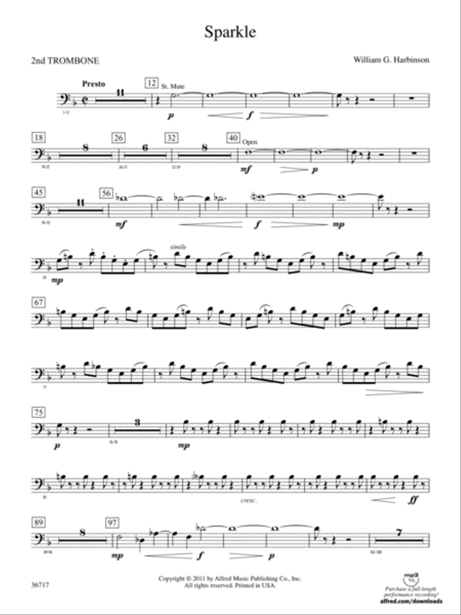 Sparkle: 2nd Trombone Concert Band scores gallery preview page 1