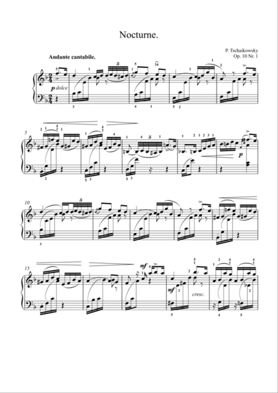 Tchaikovsky-Nocturne Op. 10 Nr.1(Piano) Piano Solo scores gallery preview page 2