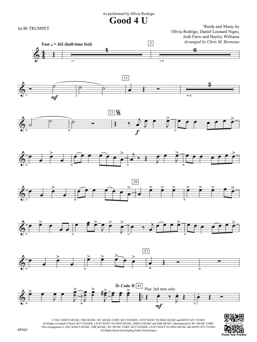 Good 4 U: 1st B-flat Trumpet Concert Band scores gallery preview page 1