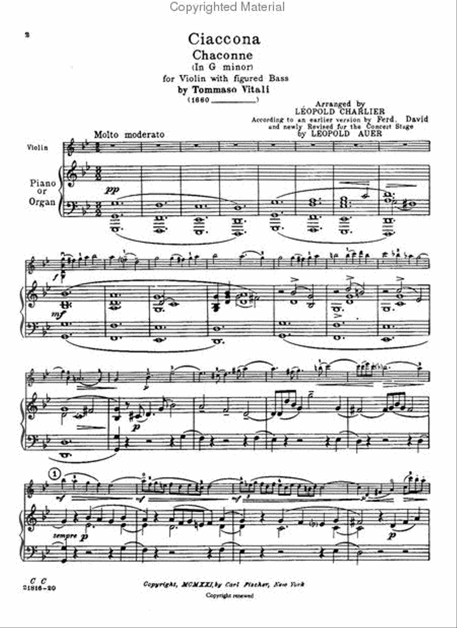 Ciaccona in G Minor Violin Solo scores gallery preview page 2