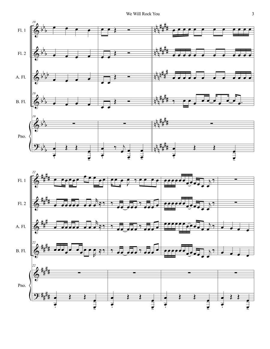 We Will Rock You Woodwind Ensemble scores gallery preview page 3