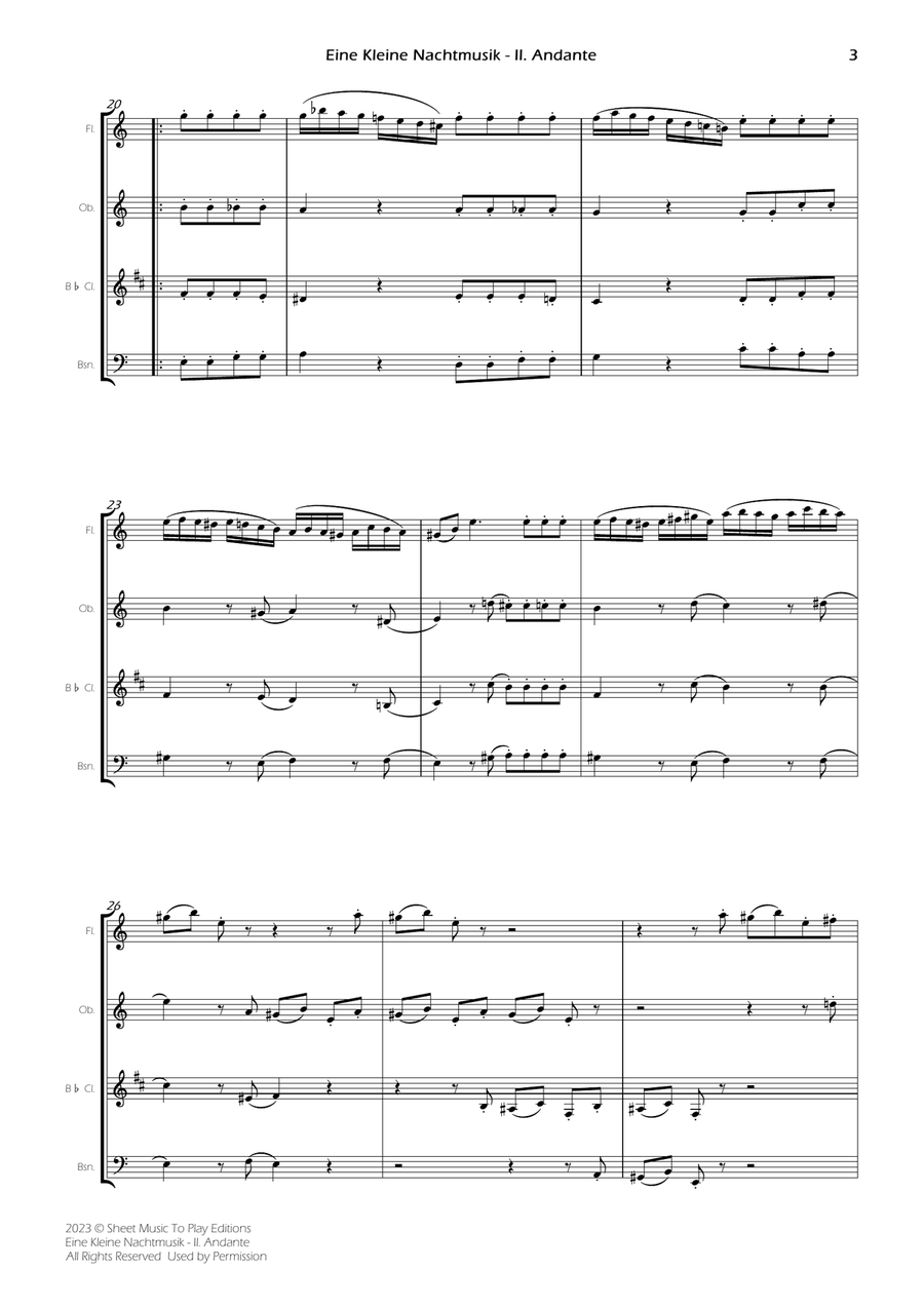 Eine Kleine Nachtmusik (2 mov.) - Woodwind Quartet (Full Score) - Score Only Woodwind Quartet scores gallery preview page 5