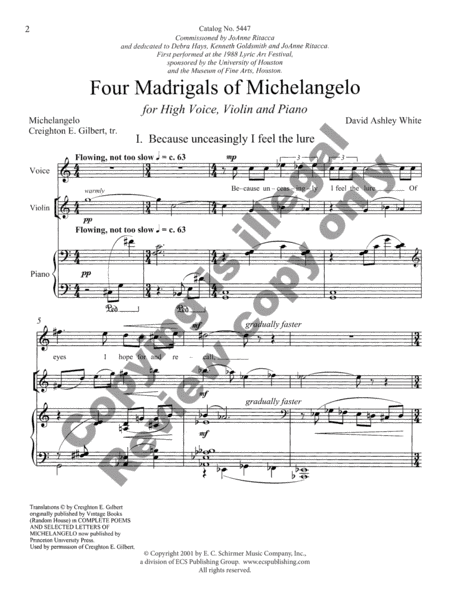 Four Madrigals of Michelangelo