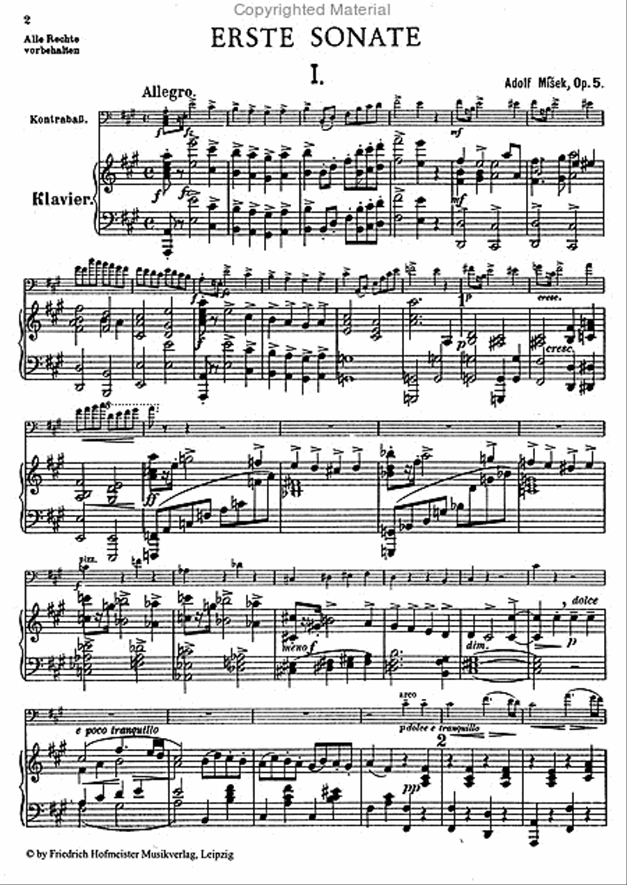 Sonate A-Dur, op. 5 Double Bass scores gallery preview page 2
