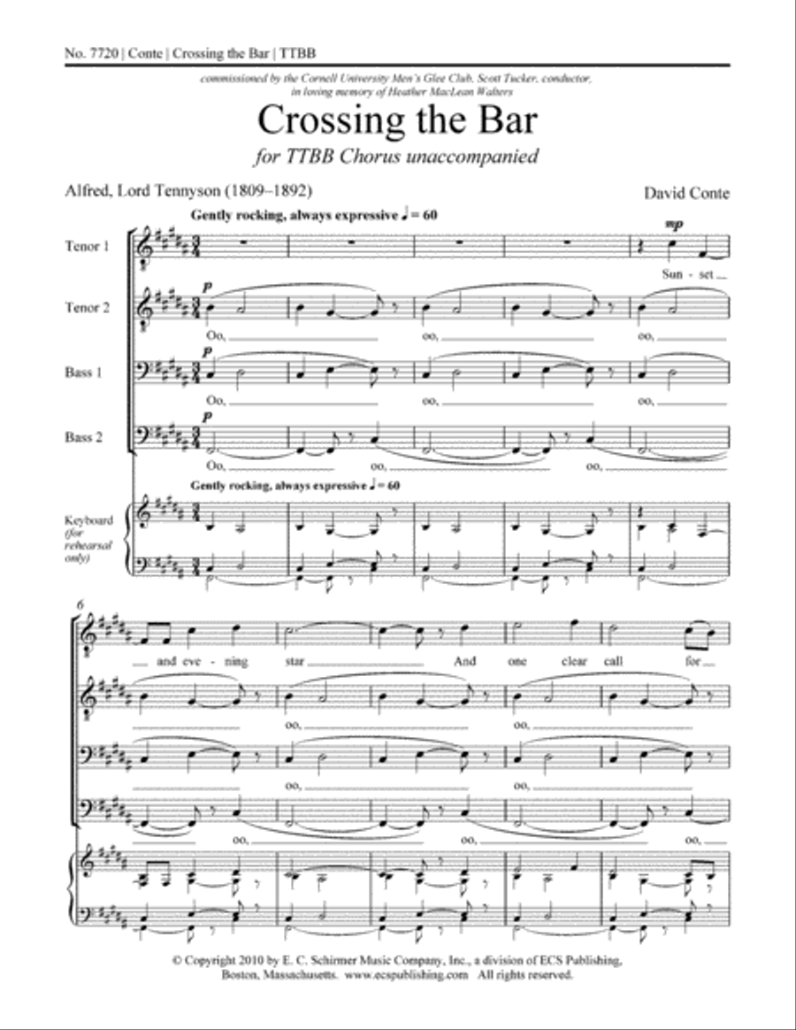 Crossing the Bar TTBB scores gallery preview page 2