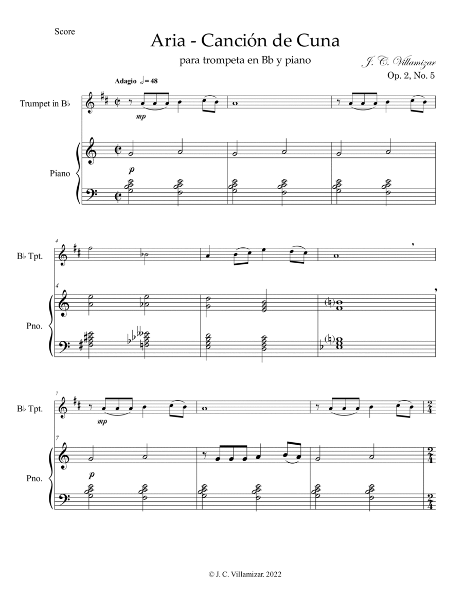 Aria - Canción de Cuna Chamber Music scores gallery preview page 1