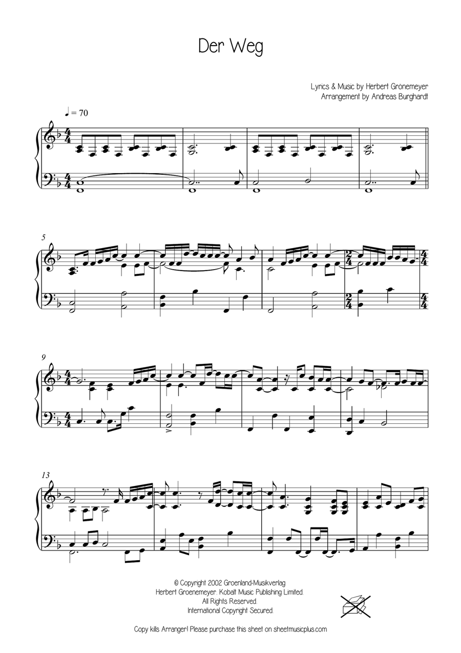Der Weg Piano Solo scores gallery preview page 1