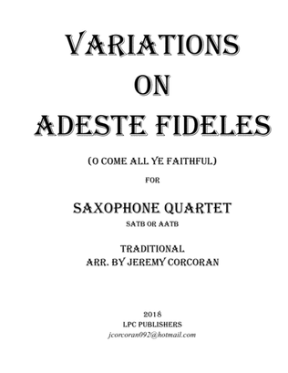 Book cover for Variations on Adeste Fideles for Saxophone Quartet (SATB or AATB)