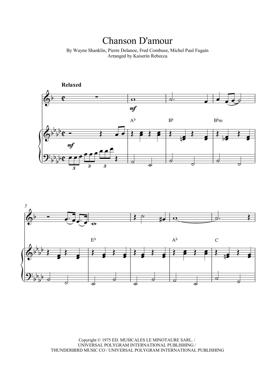 Chanson D'amour (the Ra-da-da-da-da Song) Alto Saxophone scores gallery preview page 1