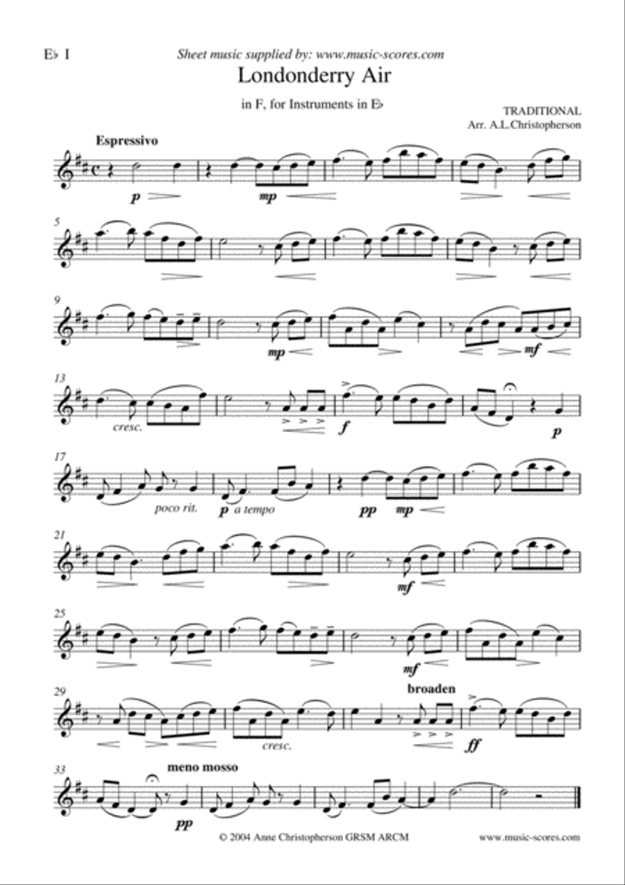 Londonderry Air - Trio for Instruments in C, Bb or Eb C Instrument scores gallery preview page 6