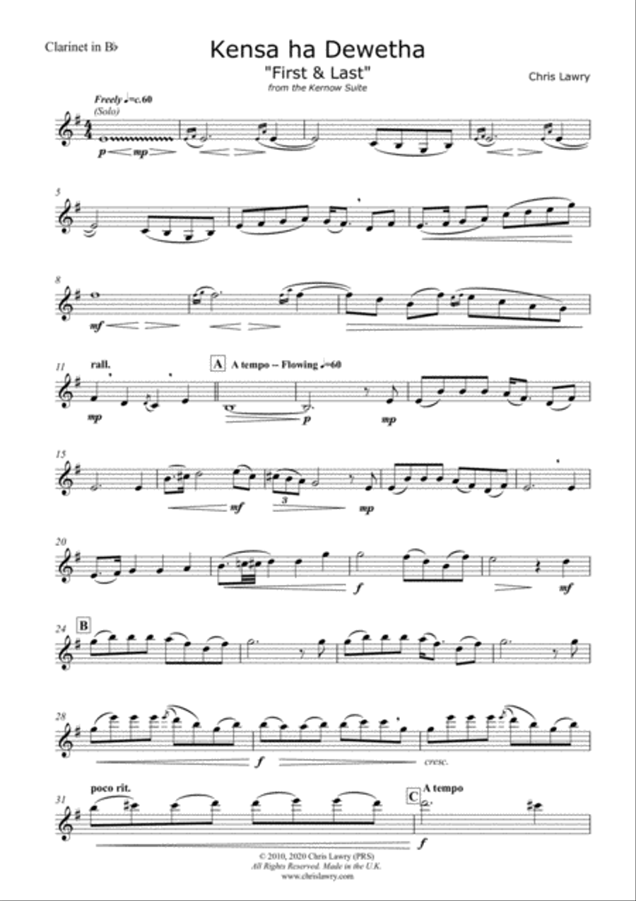 Kensa ha Dewetha Clarinet Solo scores gallery preview page 1