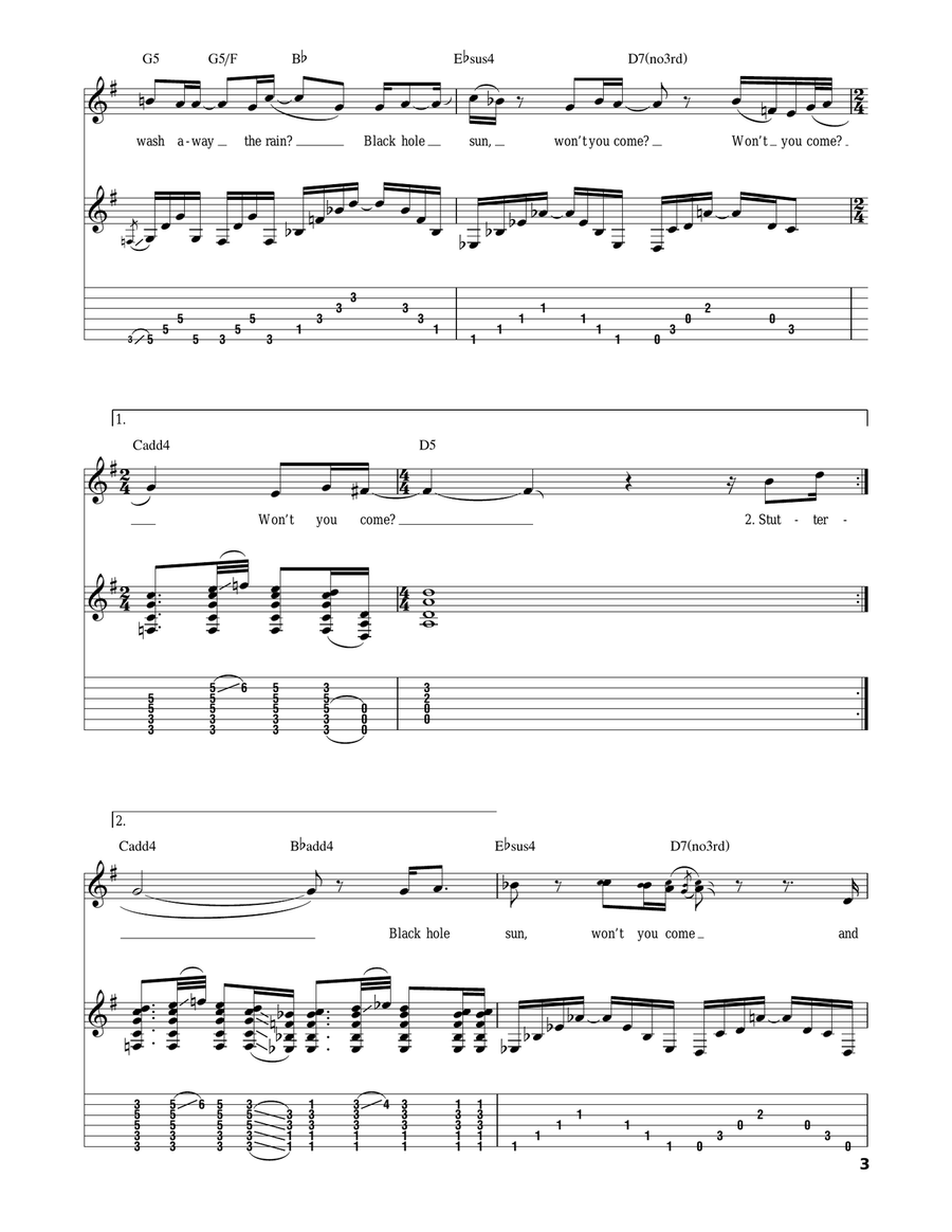 Black Hole Sun Black Hole Sun Acoustic Guitar scores gallery preview page 3