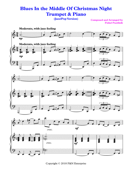 "Blues In the Middle Of Christmas Night" for Trumpet and Piano-Video image number null