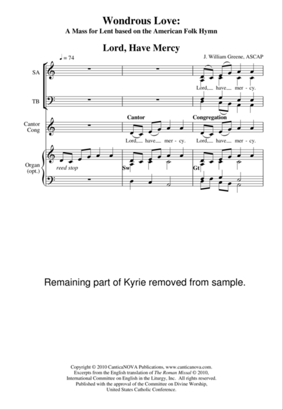 Wondrous Love: A Mass for Lent 4-Part scores gallery preview page 2