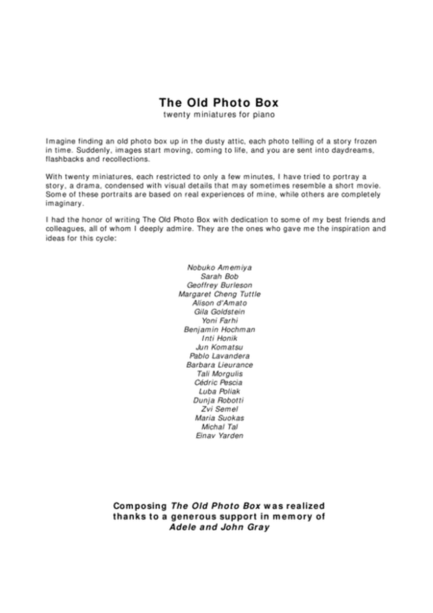 "The Old Photo Box" - For Piano [Full Cycle] image number null