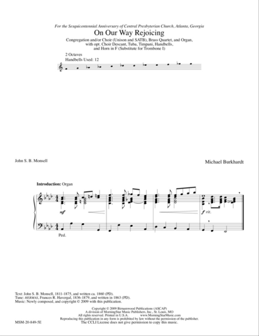 On Our Way Rejoicing (Hermas) 4-Part scores gallery preview page 1