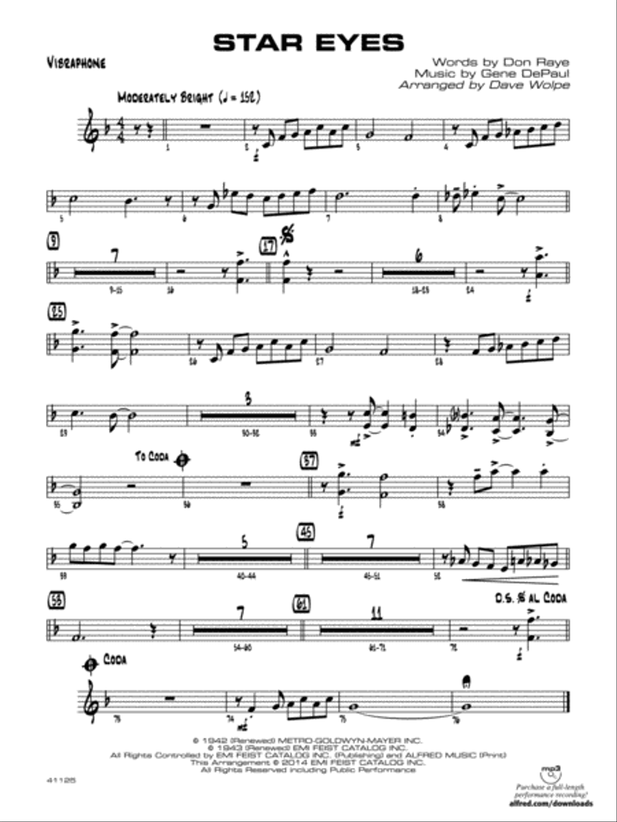 Star Eyes: Vibraphone Star Eyes: Vibraphone Jazz Ensemble scores gallery preview page 1