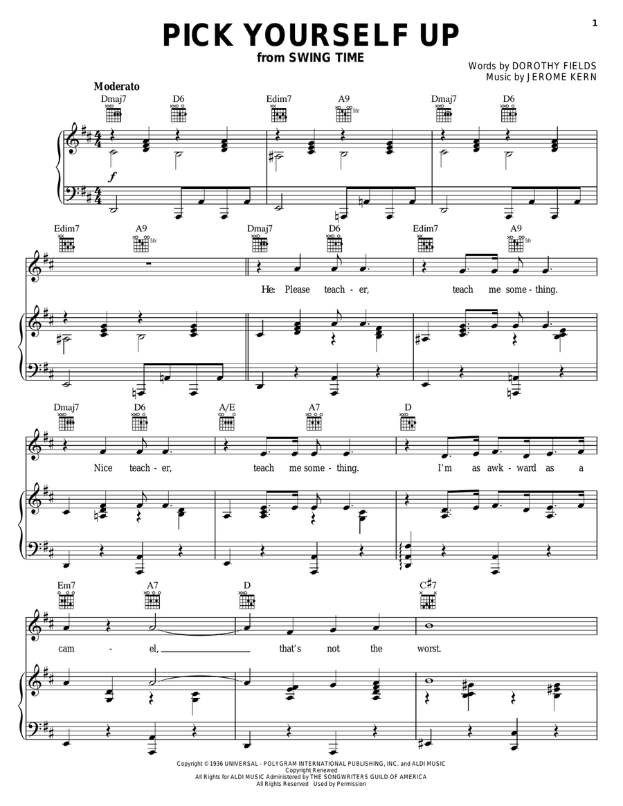 Pick Yourself Up Piano, Vocal, Guitar scores gallery preview page 1