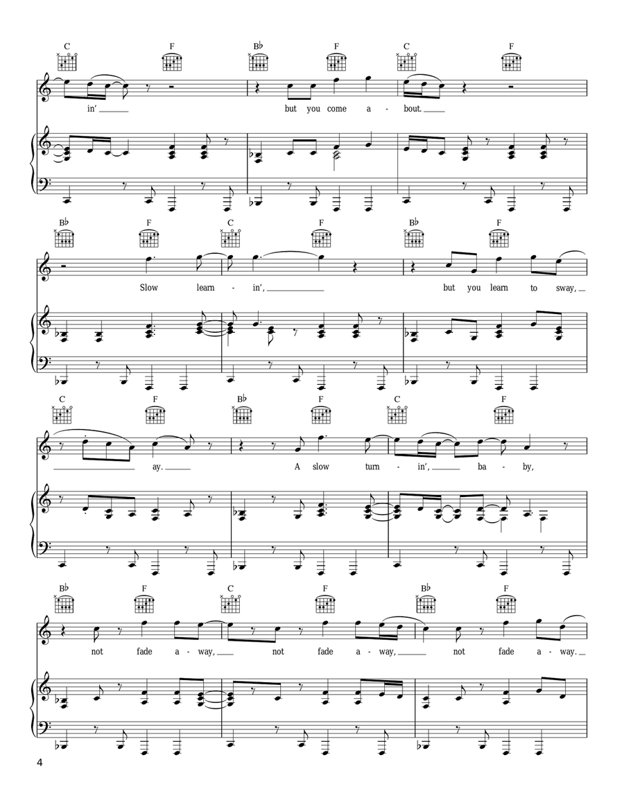 Slow Turning Piano, Vocal, Guitar scores gallery preview page 4