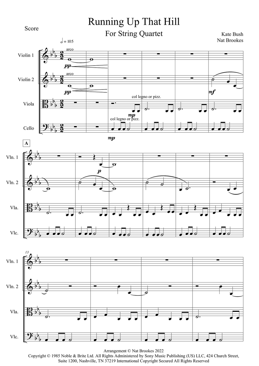 Running Up That Hill String Quartet scores gallery preview page 2