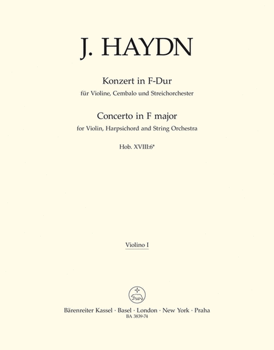 Concerto for Violin, Harpsichord and Strings F major Hob XVIII:6*