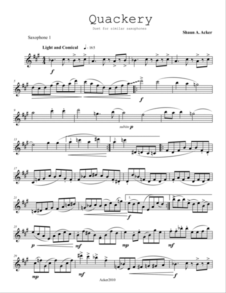 Quackery (Saxophone Duet) Woodwind Duet scores gallery preview page 3