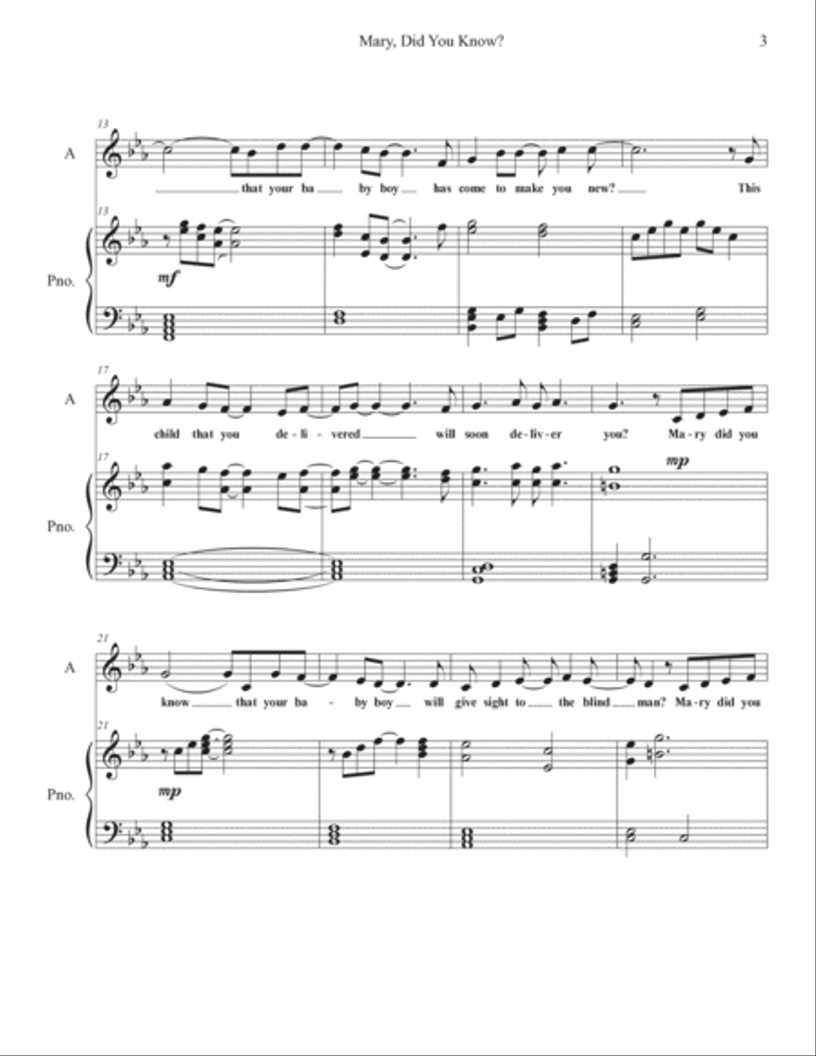 Mary, Did You Know? Alto Voice scores gallery preview page 3