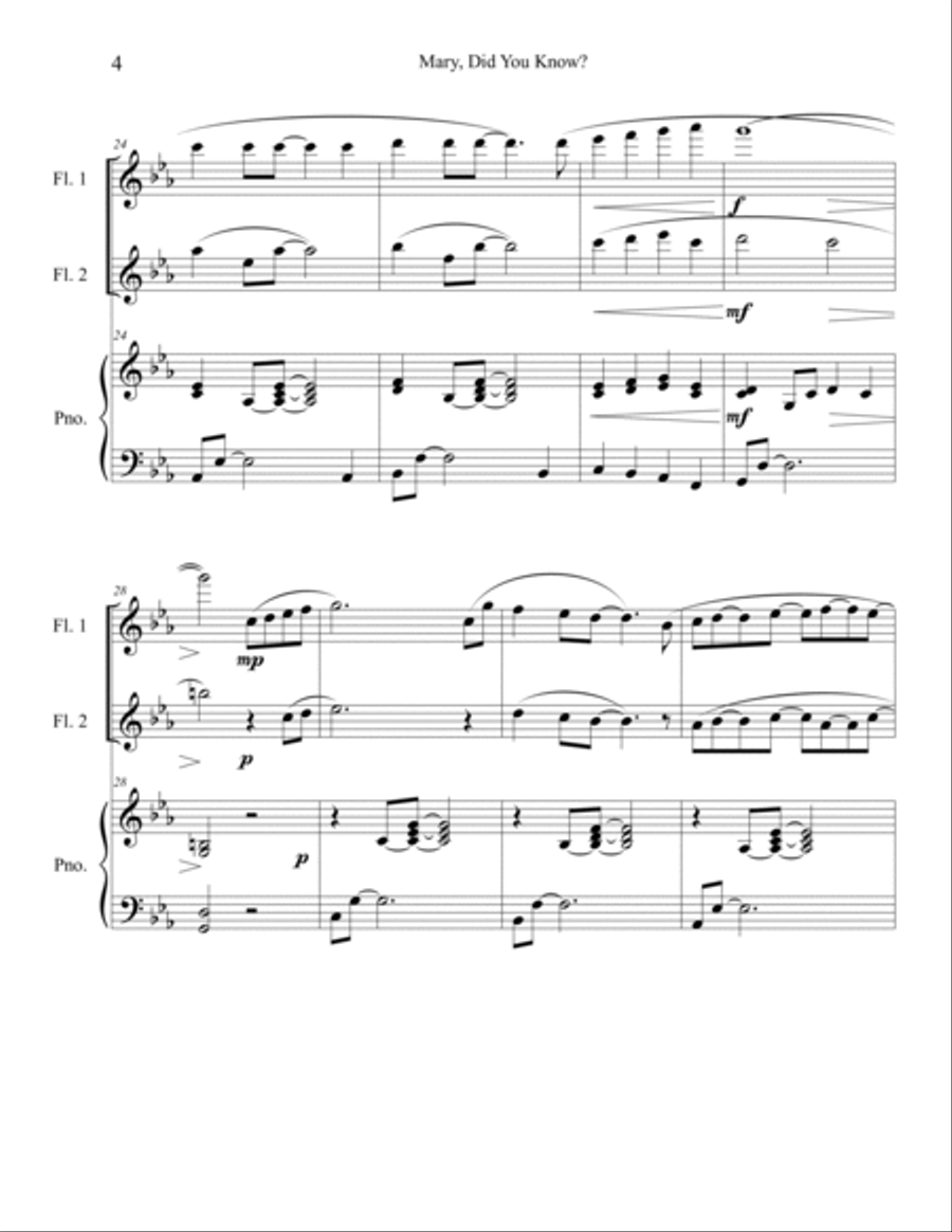 Mary, Did You Know? Woodwind Duet scores gallery preview page 4
