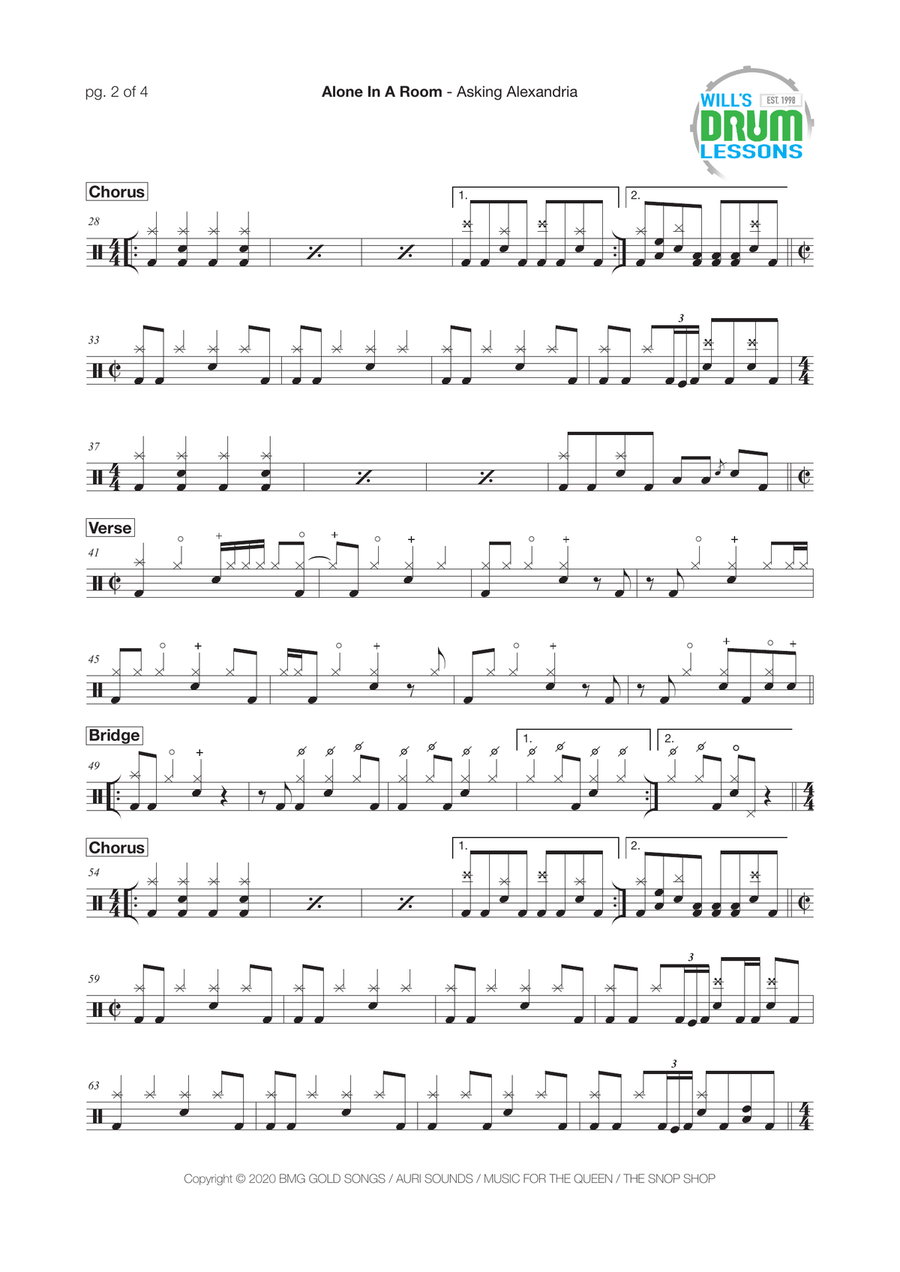 Alone In A Room Alone In A Room Drum Set scores gallery preview page 2