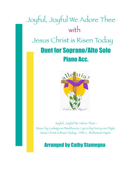 Joyful, Joyful We Adore Thee (with "Jesus Christ is Risen Today") Duet for Soprano/Alto Solo, Piano image number null