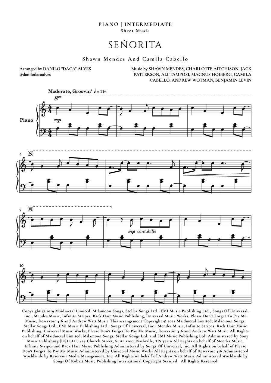 Señorita Piano Solo scores gallery preview page 1