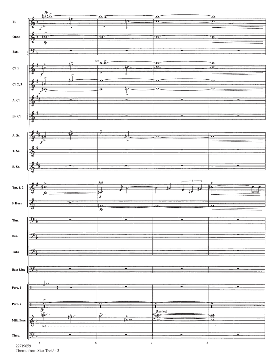Theme from Star Trek (TV Series) - Full Score Concert Band scores gallery preview page 3