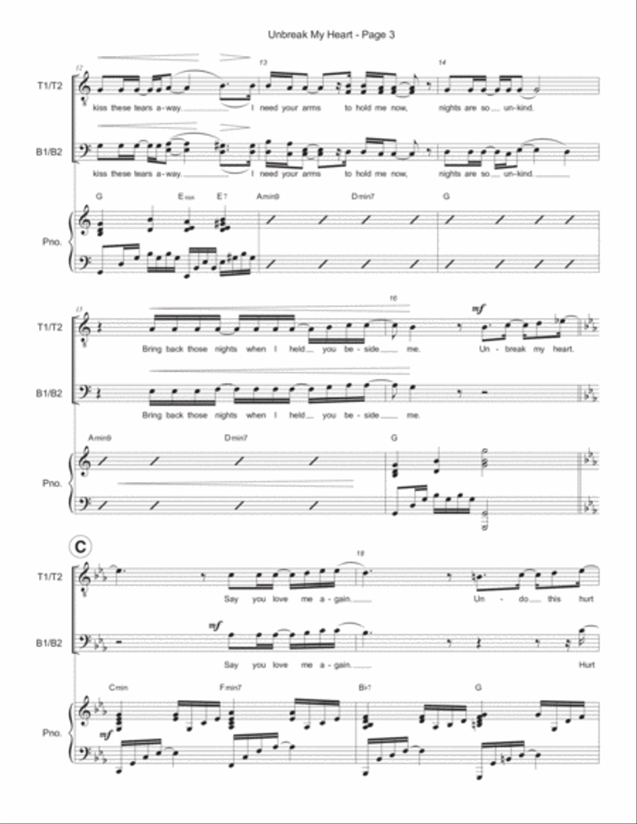 Un-break My Heart TTBB scores gallery preview page 3