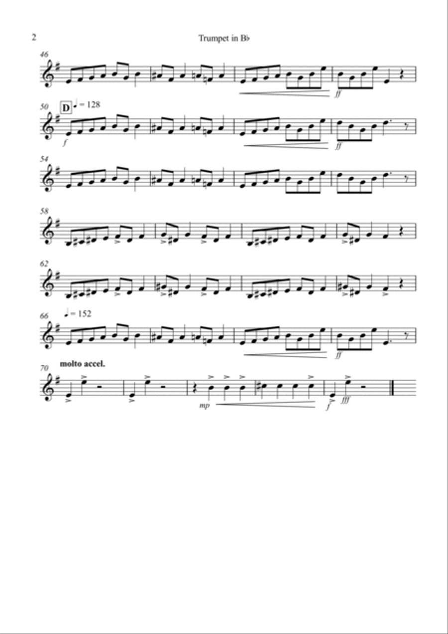 In the Hall of the Mountain King for Trumpet and Violin Duet B-Flat Trumpet scores gallery preview page 6