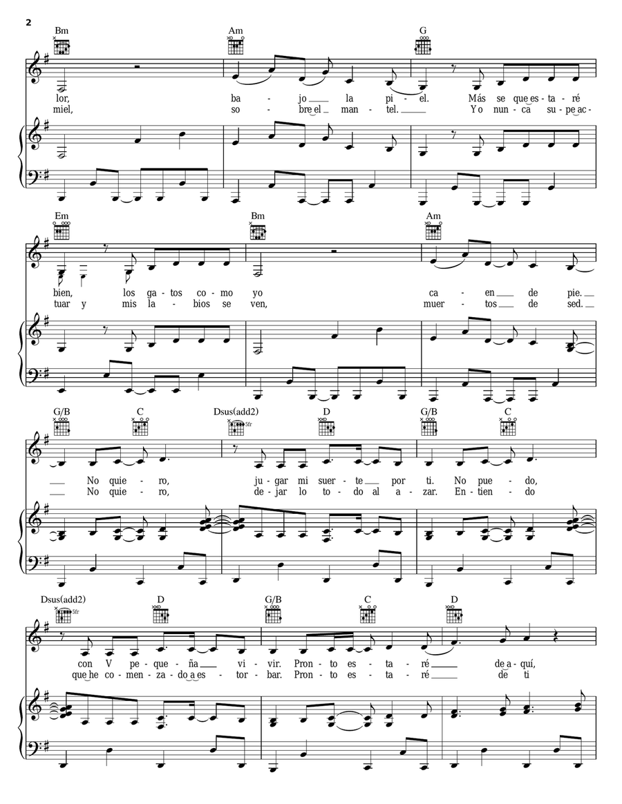 Te Dejo Madrid Te Dejo Madrid Piano, Vocal, Guitar scores gallery preview page 2