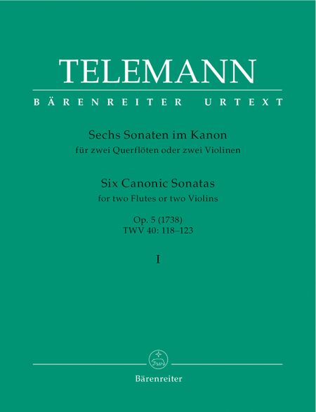 Georg Philipp Telemann: Canonic Sonatas For Two Flutes Or Violins, Volume 1