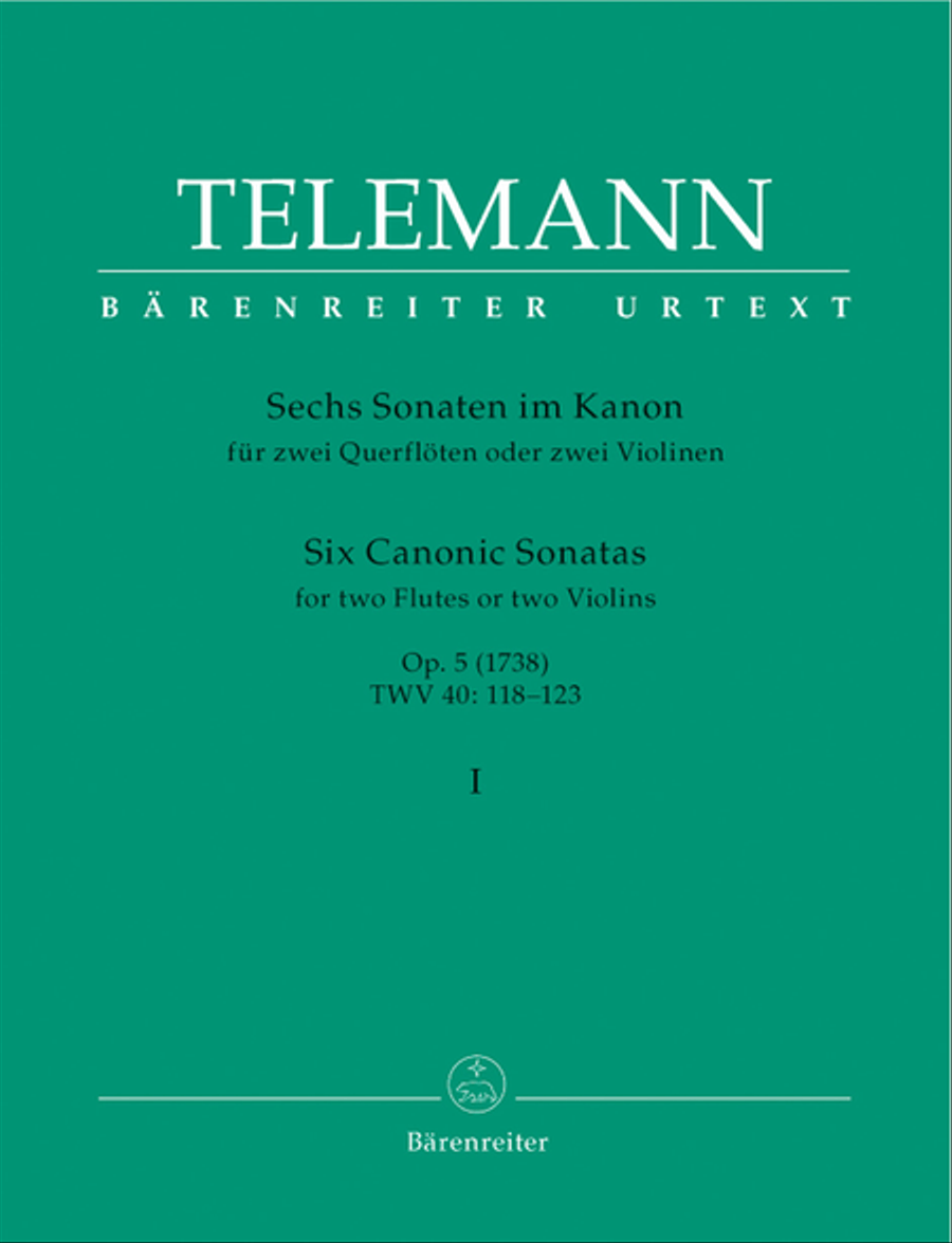 Six Canonic Sonatas for two Flutes or two Violins op. 5 TWV 40: 118-120 Flute scores gallery preview page 1